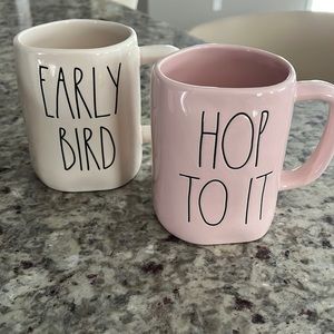 Rae Dunn coffee mug set Hope To It and Early Bird